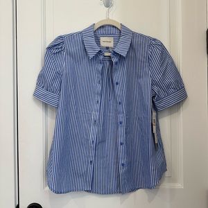 Court & Rowe Puff Sleeved Blue Stripe Blouse Size Small, NWT
